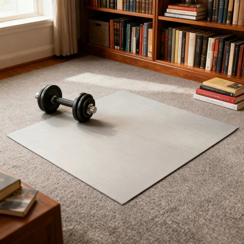 FITPRO Single Piece Interlocking Home Gym Floor Thickness 2cm Mat Anti-Slip Durable Rubber Tile Eco-Friendly High-Resilience Design - Grey