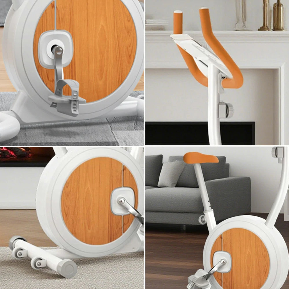 FITPRO Foldable Spin Bike - Silent Belt Drive, Safe Non-Slip Pedals, Compact Home Fitness, Elegant Birch Finish