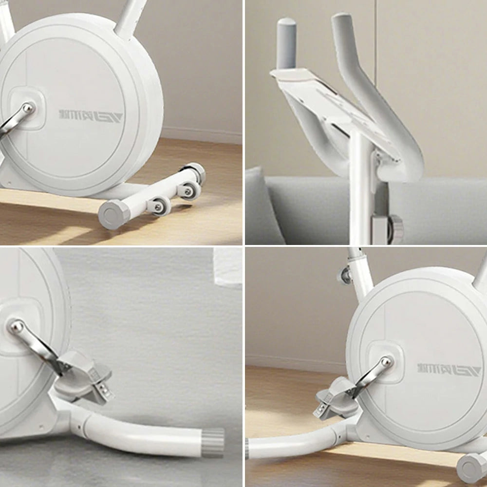 FITPRO Foldable Spin Bike - 16-Level Dual Magnetic & Physical Resistance, Silent Belt Drive, Compact Home Fitness - White