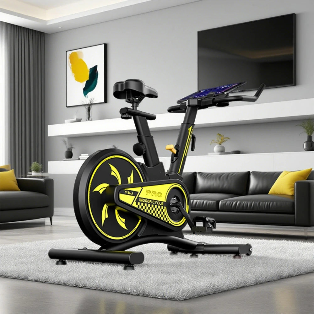 FITPRO Magnetic Spin Bike - Carbon Steel Frame, 8 Resistance Levels, Silent Belt Drive, Adjustable Seat & Handlebars for Home Fitness