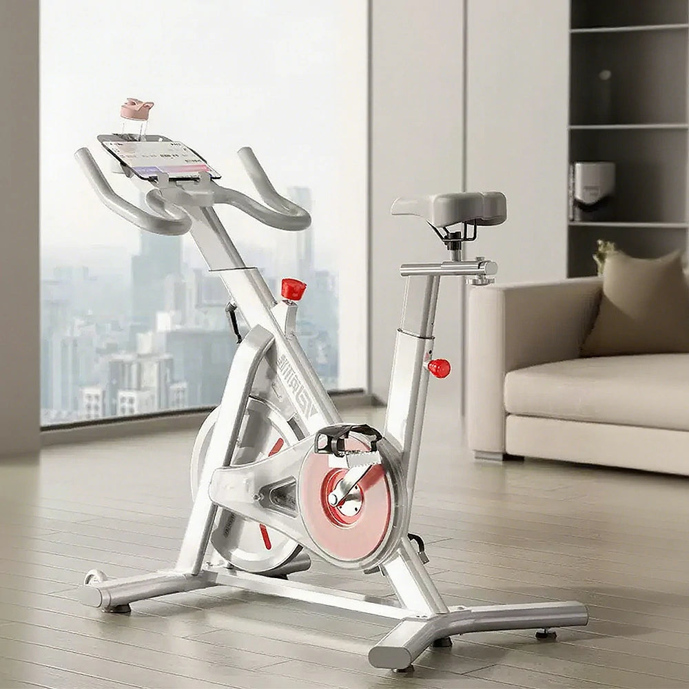 FITPRO Magnetic Spin Bike - Semi-Transparent Frame, Chrome Crank Arms, Heavy-Duty Design, Front Transport Wheels