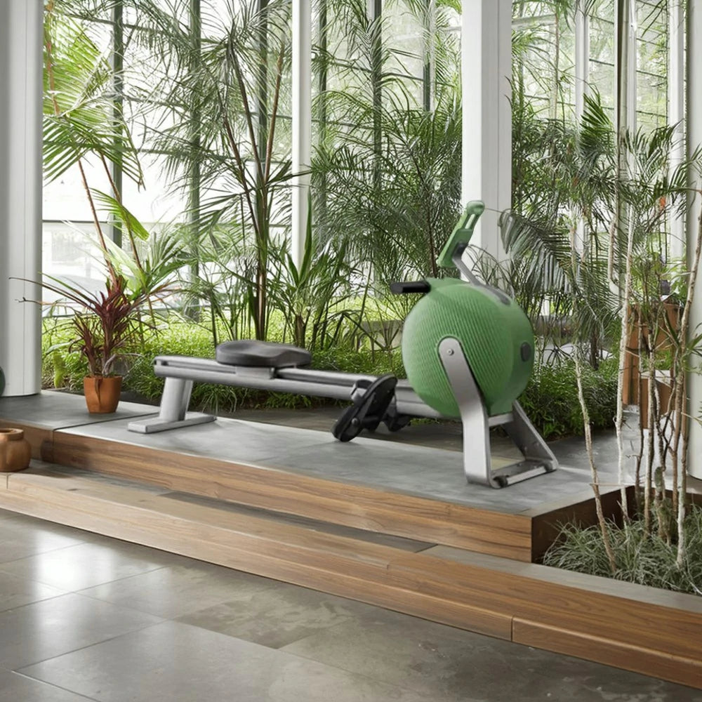 FITPRO Full Aluminium Alloy Rail Rowing Machine - Whisper-Quiet Magnetic Control, 32 Resistance Levels, Smooth Full-Body Training - Green