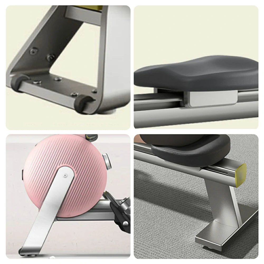 FITPRO Foldable Rowing Machine - Cast-Aluminium Support, 32-Level Smart Resistance,  Compact Foldable Design - Pink