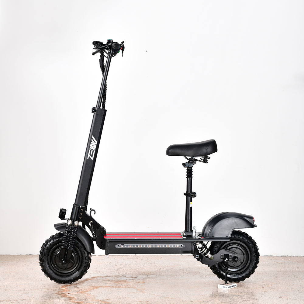 AKEZ 11SQ Dual Motors 800W & 2000W 11 Inches  Electric Scooter w/ Seat Vacuum Tyre Front& Rear Suspension - Black