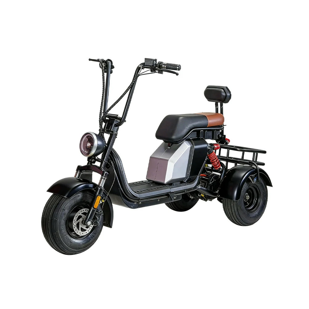 GLIDER HALLEY MY 718-3 1000W 60V 20AH Lithium Battery Three Wheels Electric Motorbike/Motorcycle/Scooter - Black Cruise at 25km/h - Unlock More Power (Details Inside)*
