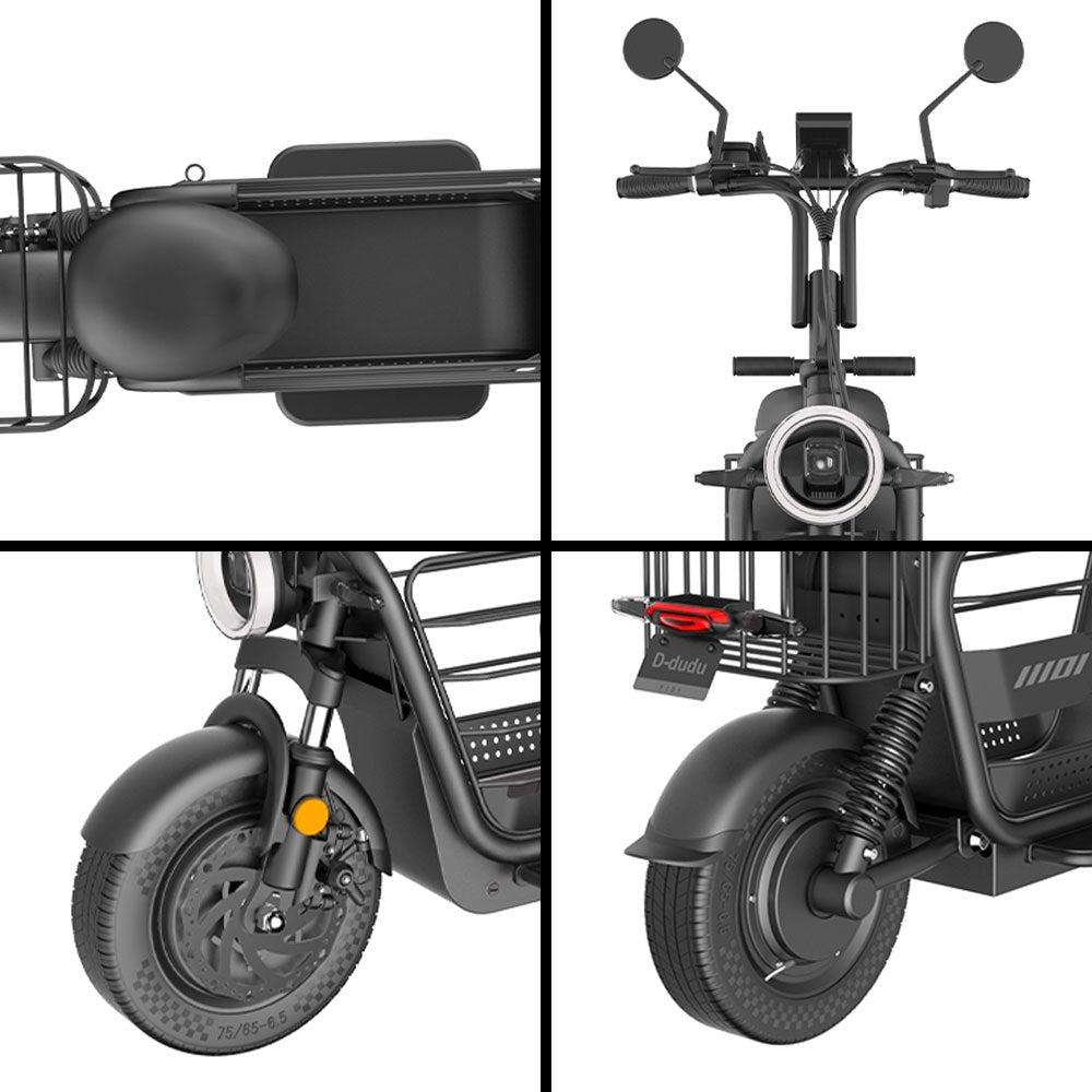 YIDI DDD15A 500W 48V 15Ah/20/25Ah 11-inch Lithium Battery Foldable White&Black High Carbon Steel Electric Scooter Drum Brake