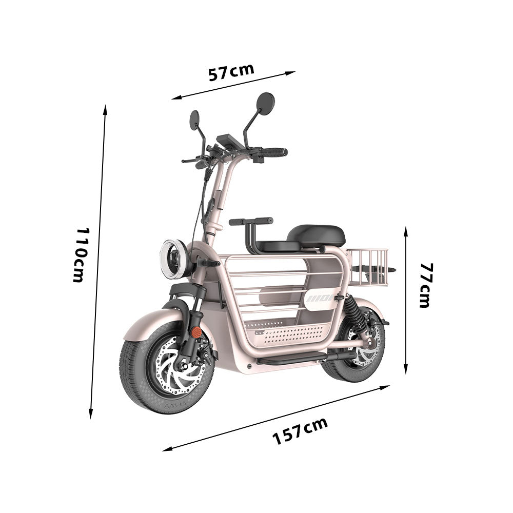 YIDI DDD15A 500W 48V 15Ah/20/25Ah 11-inch Lithium Battery Foldable White&Pink High Carbon Steel Electric Scooter Drum Brake