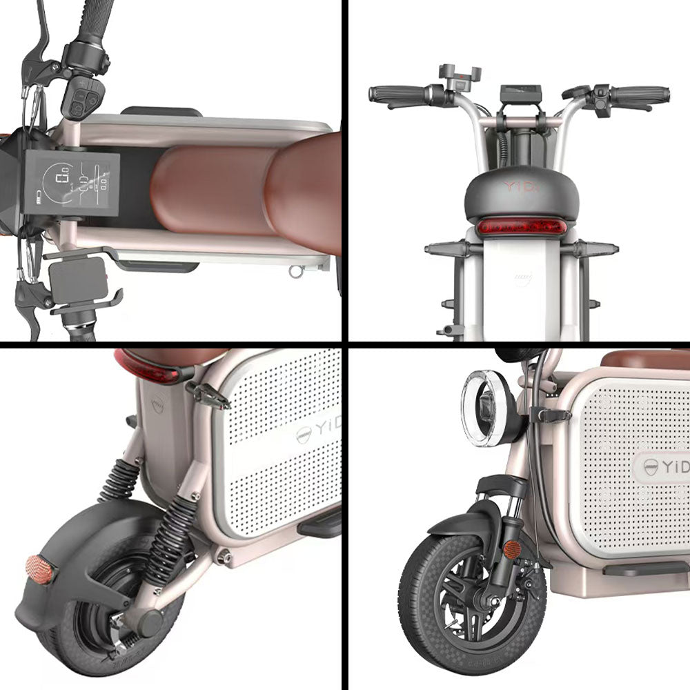 YIDI DDU10 1000W 48V 10Ah/15Ah 11-inch Lithium Battery Dual Drive Foldable Black & Pink/Black & White High Carbon Steel Electric Scooter Drum Brake