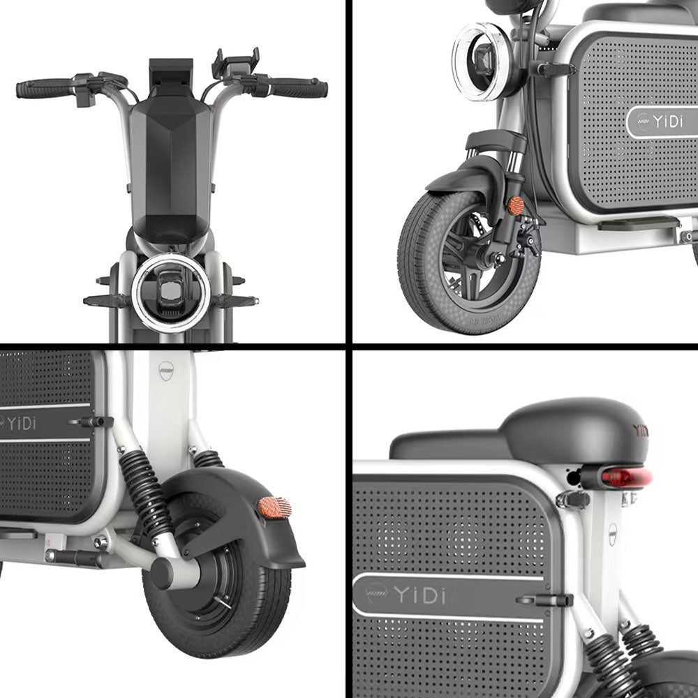 YIDI DDU10 500W 48V 10Ah/15Ah 11-inch Lithium Battery Foldable Black & White/Black & Pink High Carbon Steel Electric Scooter Drum Brake