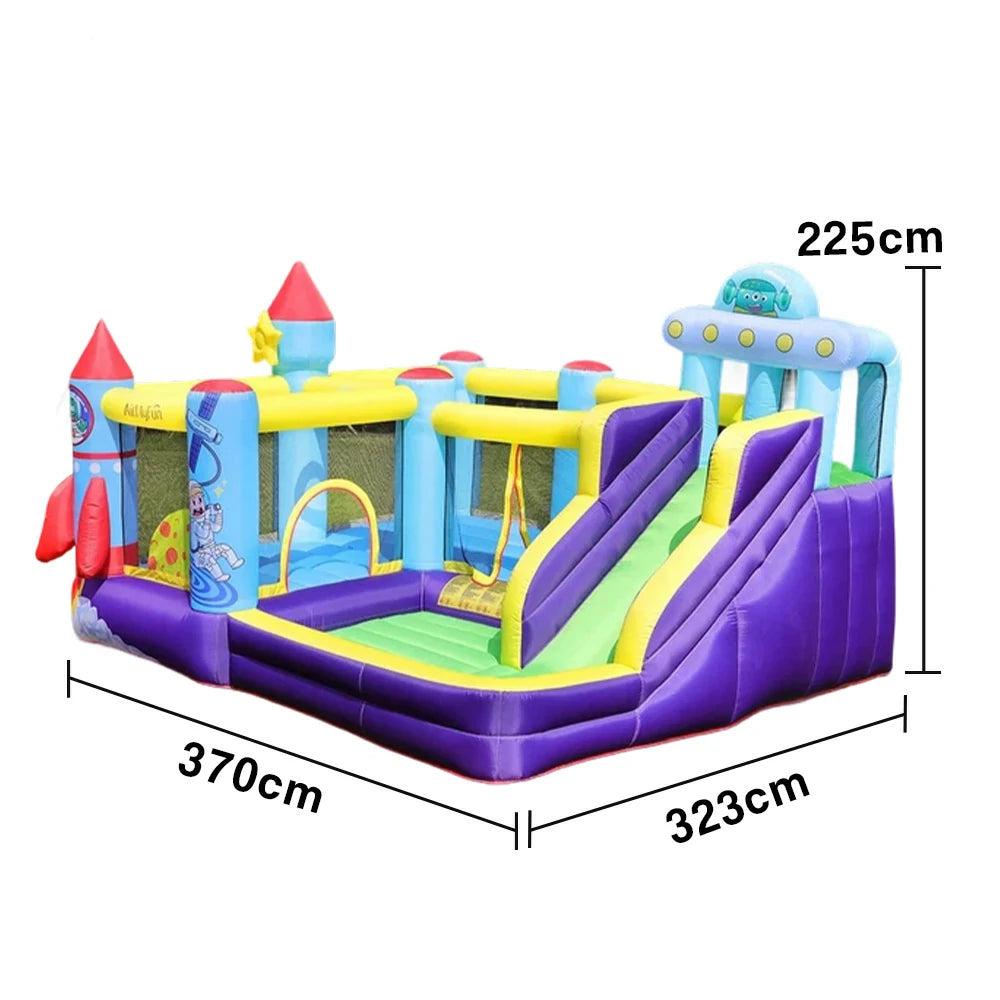 GAMEON Space Rocket Theme Bounce House PVC Inflatable Castle with Blower for Kids Outdoor Fun Playland