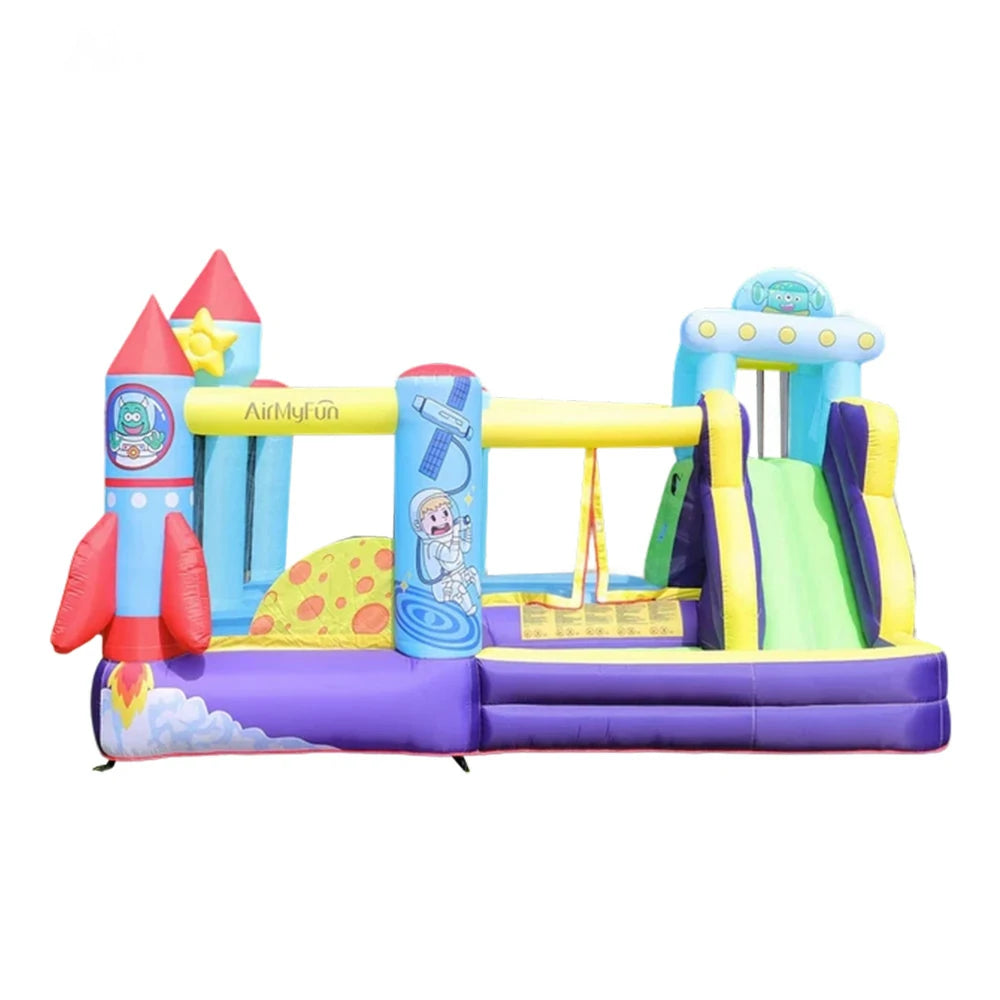 GAMEON Space Rocket Theme Bounce House PVC Inflatable Castle with Blower for Kids Outdoor Fun Playland