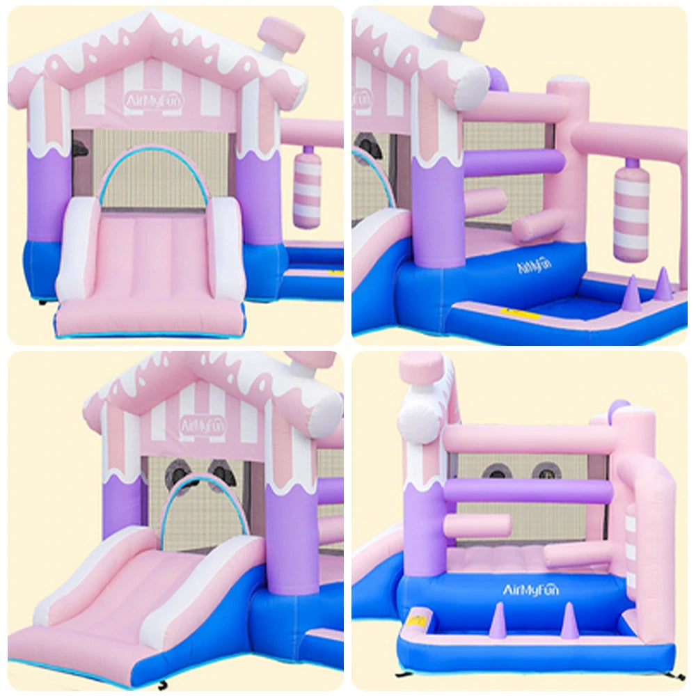 GAMEON Pink House Theme Bounce House PVC Inflatable Playland with Blower for Kids Outdoor Fun