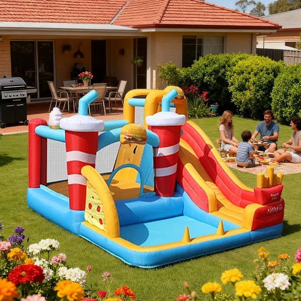 GAMEON Fries Theme Bounce House PVC Inflatable Castle with Blower for Kids Outdoor Fun Playland