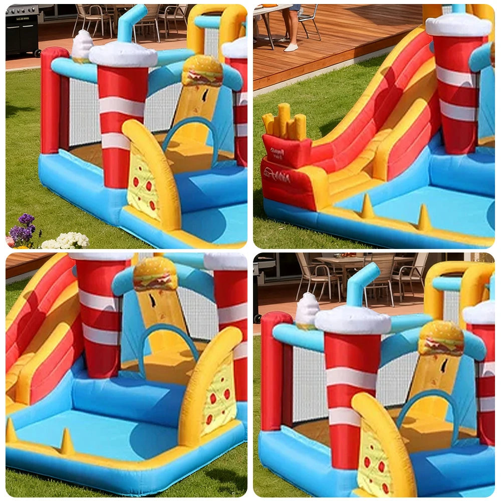 GAMEON Fries Theme Bounce House PVC Inflatable Castle with Blower for Kids Outdoor Fun Playland