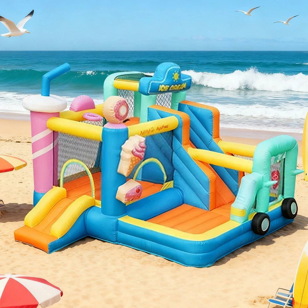 GAMEON Food House Theme Bounce House PVC Inflatable Castle with Blower for Kids Outdoor Fun Playland