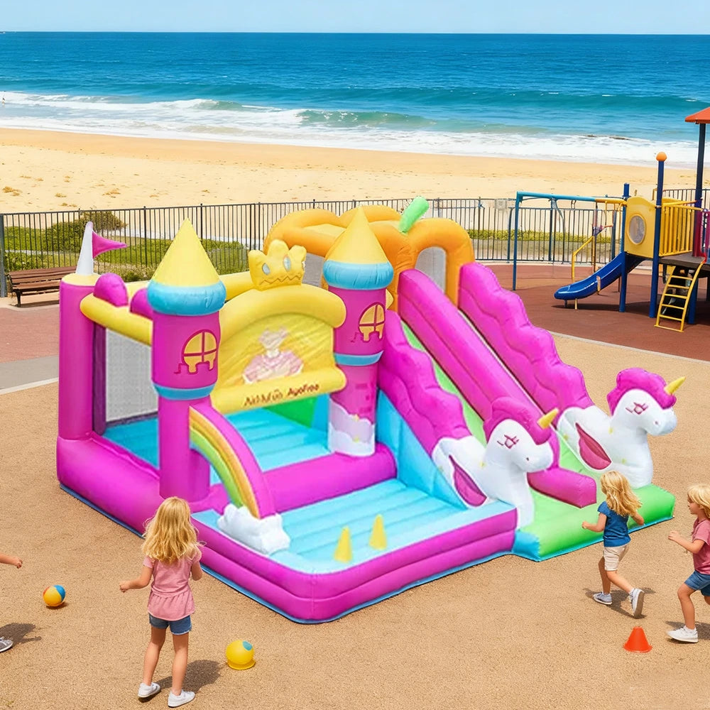 GAMEON Princess Castle Theme Bounce House PVC Inflatable Playland with Blower for Kids Outdoor Fun