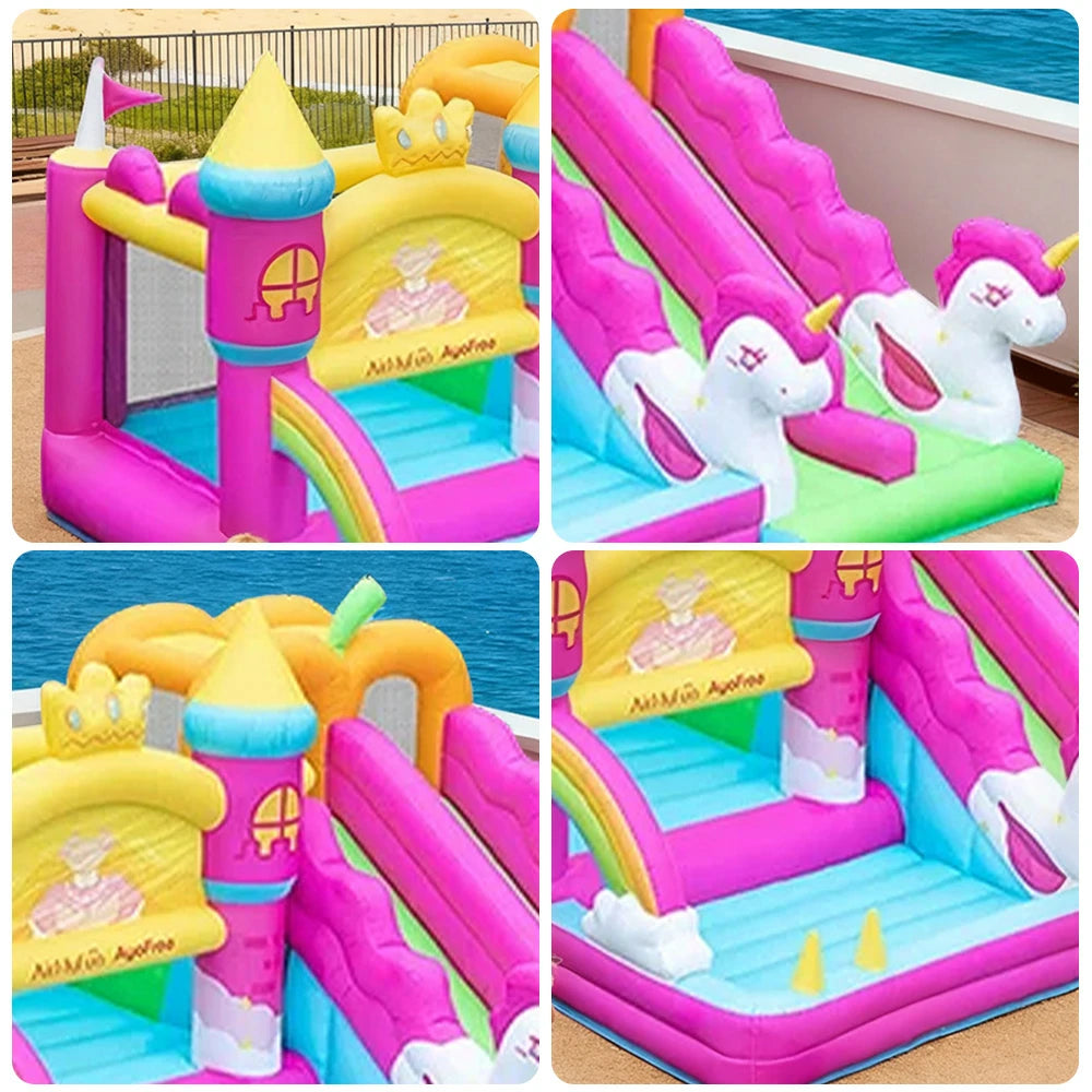 GAMEON Princess Castle Theme Bounce House PVC Inflatable Playland with Blower for Kids Outdoor Fun