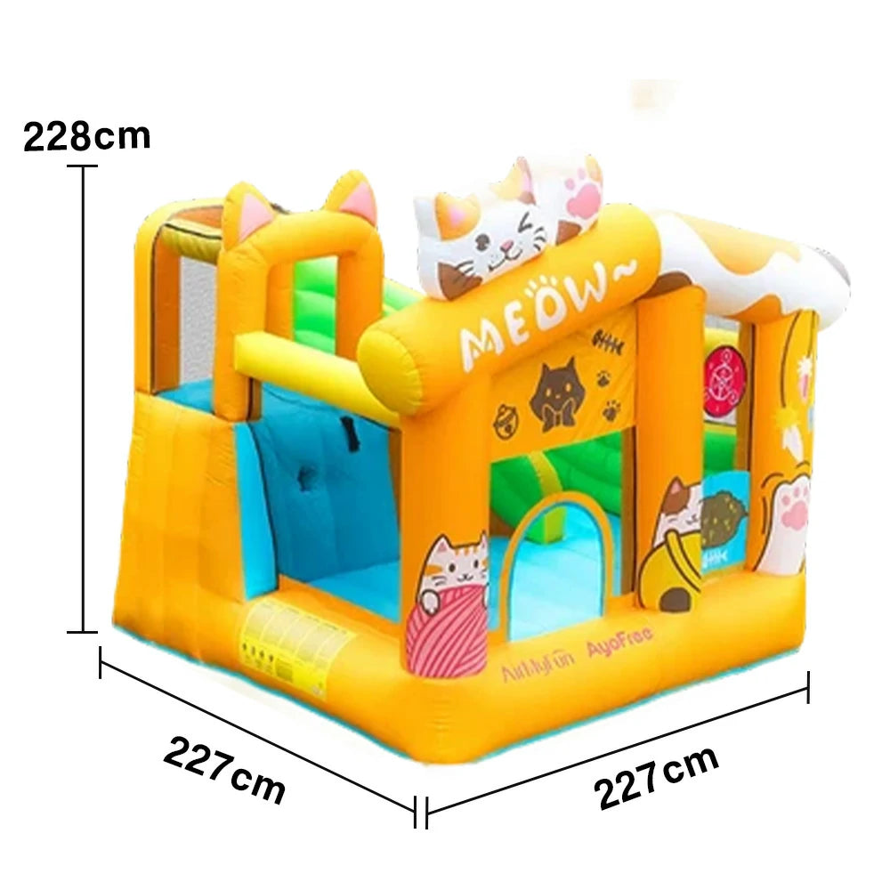 GAMEON Cat Theme Bounce House PVC Inflatable Castle with Blower for Kids Outdoor Fun Playland