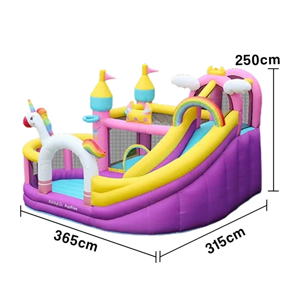 GAMEON Unicorn Theme Bounce House PVC Inflatable Castle with Blower for Kids Outdoor Fun Playland