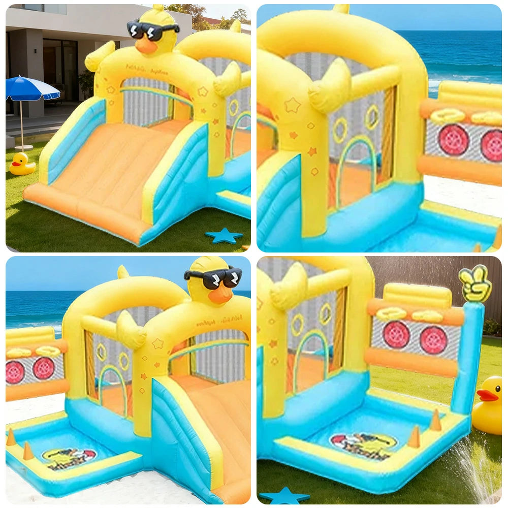 GAMEON Duck Theme Bounce House PVC Inflatable Castle with Blower for Kids Outdoor Fun Playland