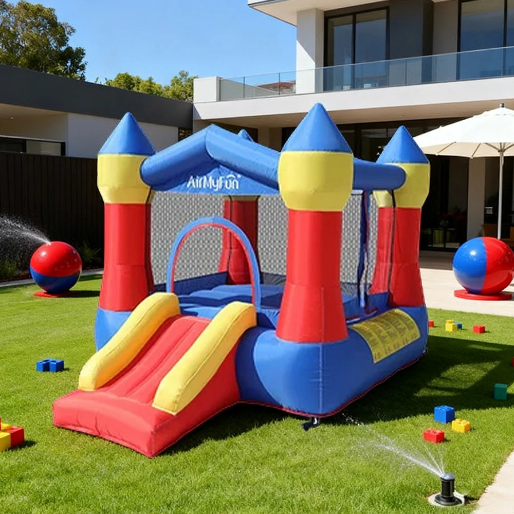 GAMEON Rocket Theme Bounce House PVC Inflatable Castle with Blower for Kids Outdoor Fun Playland - Red&Blue