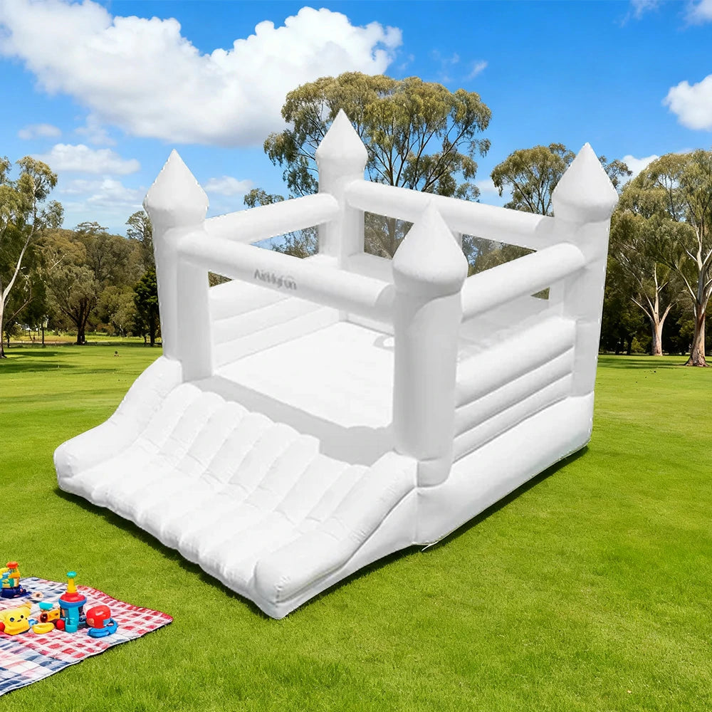 GAMEON White Rocket Style PVC Inflatable Bounce Castle with Blower for Kids Backyard Parties and Outdoor Play