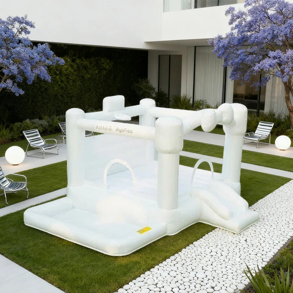 GAMEON White Wedding Style PVC Inflatable Bounce Castle with Blower for Parties, Events and Photo Backdrops