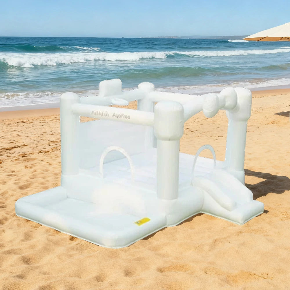 GAMEON White Wedding Style PVC Inflatable Bounce Castle with Blower for Parties, Events and Photo Backdrops