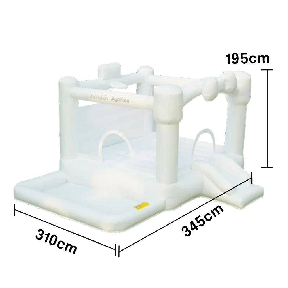 GAMEON White Wedding Style PVC Inflatable Bounce Castle with Blower for Parties, Events and Photo Backdrops