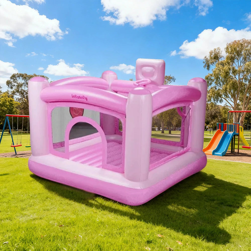 GAMEON Pink PVC Inflatable Bounce Castle with Blower - Soft Pastel Jumping Castle Design