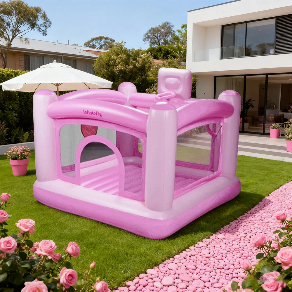 GAMEON Pink PVC Inflatable Bounce Castle with Blower - Soft Pastel Jumping Castle Design