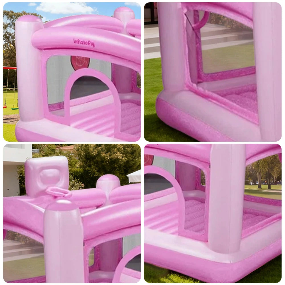 GAMEON Pink PVC Inflatable Bounce Castle with Blower - Soft Pastel Jumping Castle Design