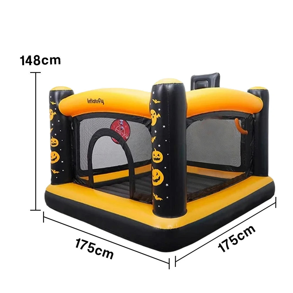 GAMEON Halloween Theme PVC Inflatable Bounce Castle with Blower - Black and Orange Design