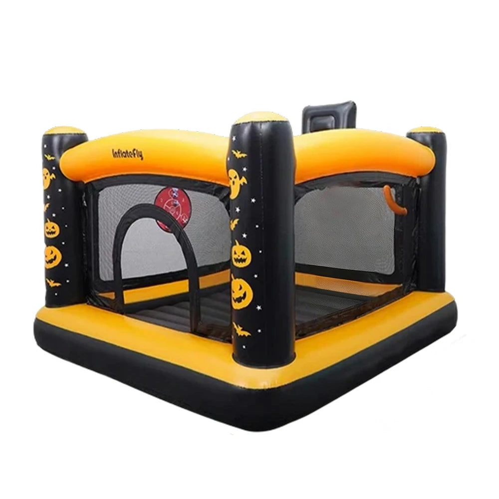 GAMEON Halloween Theme PVC Inflatable Bounce Castle with Blower - Black and Orange Design