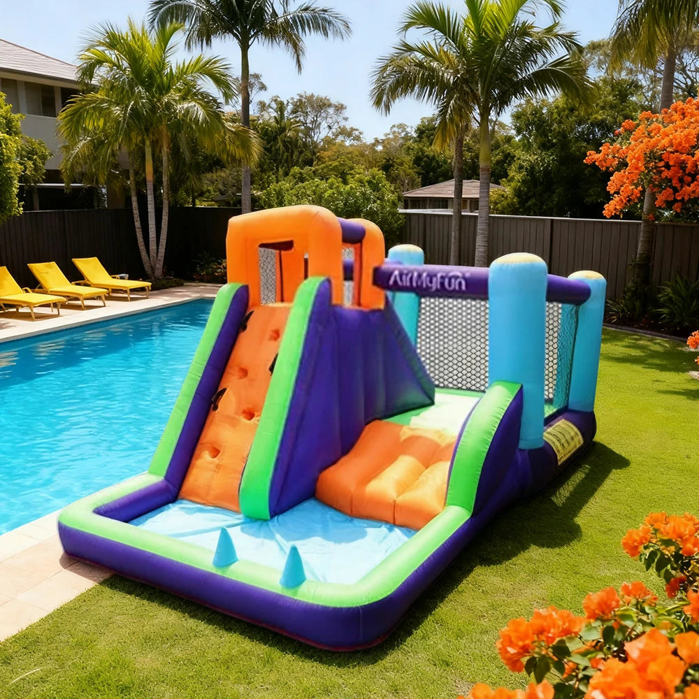 GAMEON Climbing Slide PVC Inflatable Castle with Blower - Multi-Color Bounce and Slide Design