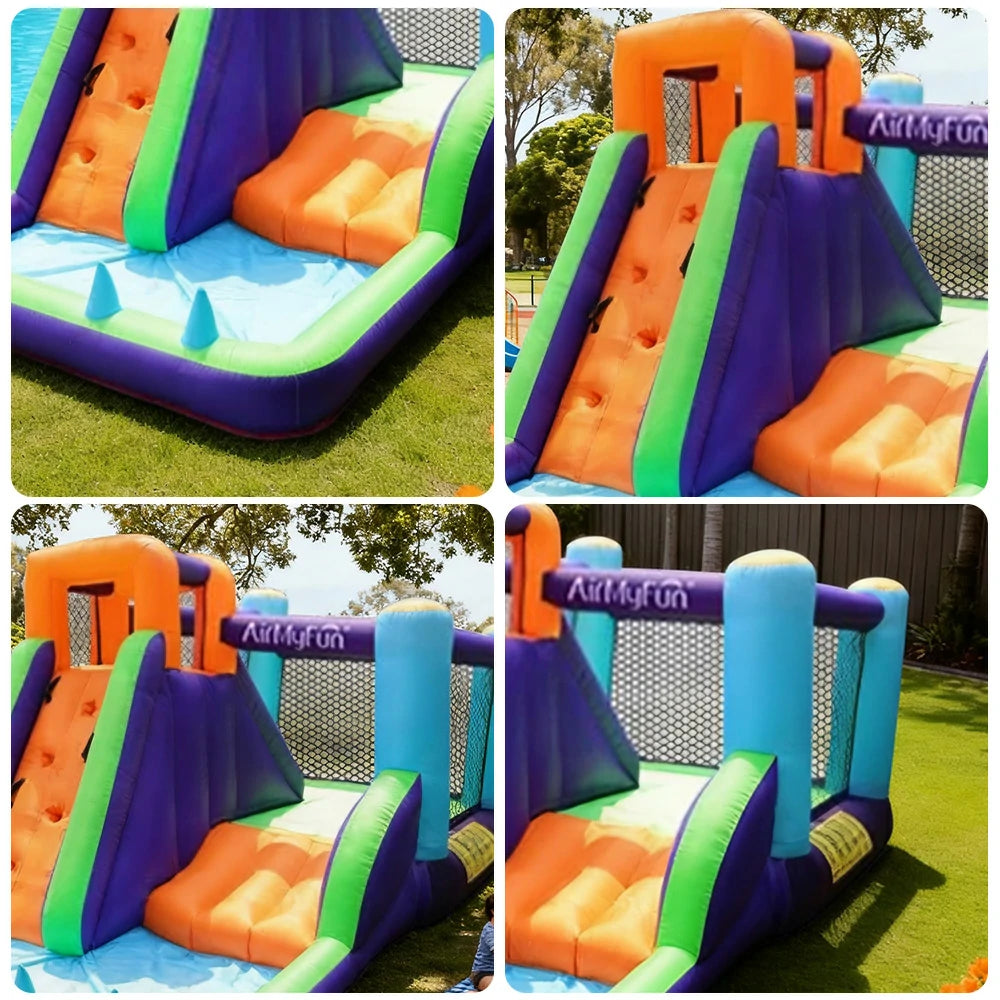 GAMEON Climbing Slide PVC Inflatable Castle with Blower - Multi-Color Bounce and Slide Design