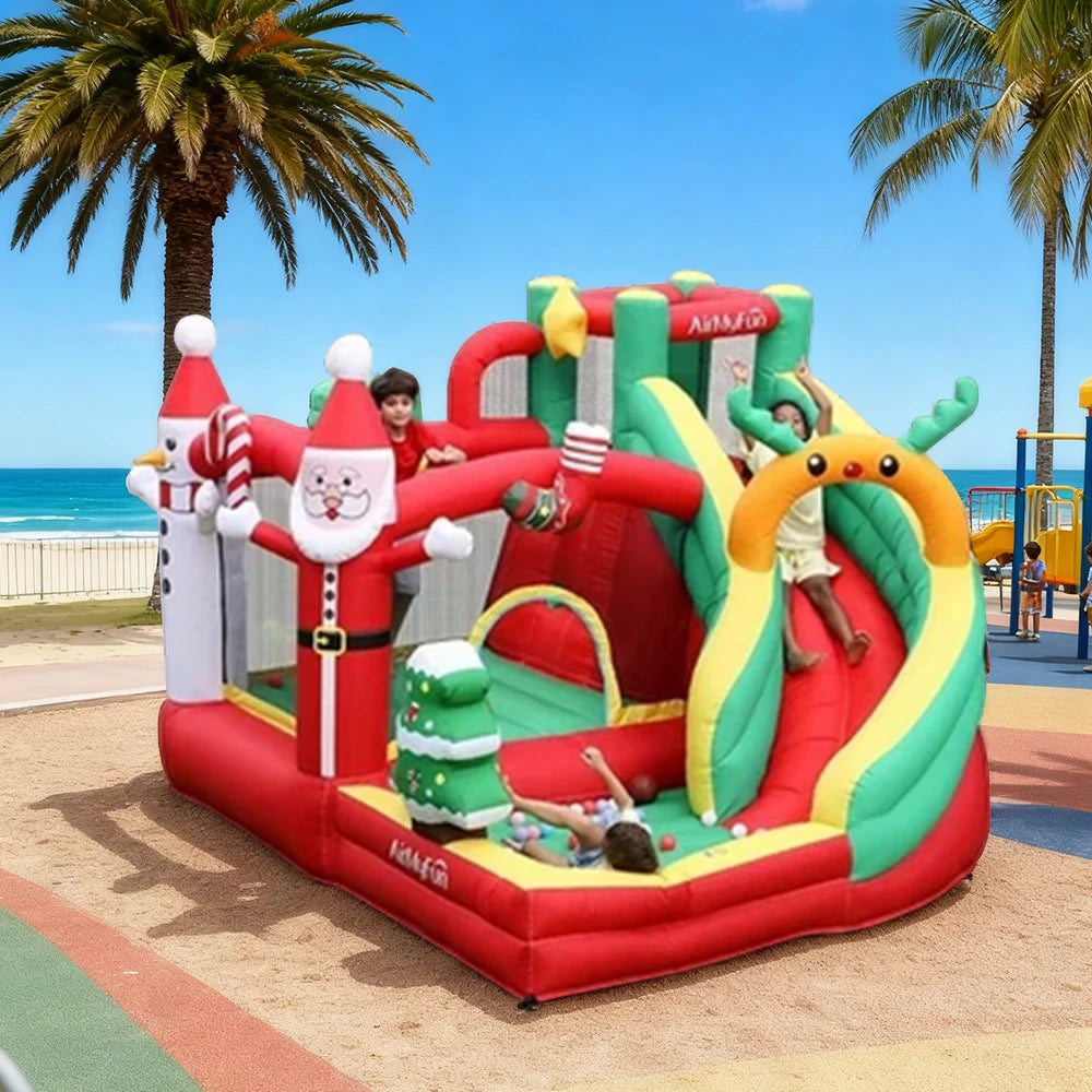GAMEON Christmas Tree Theme PVC Inflatable Castle with Blower - Holiday Decorative Bounce Design
