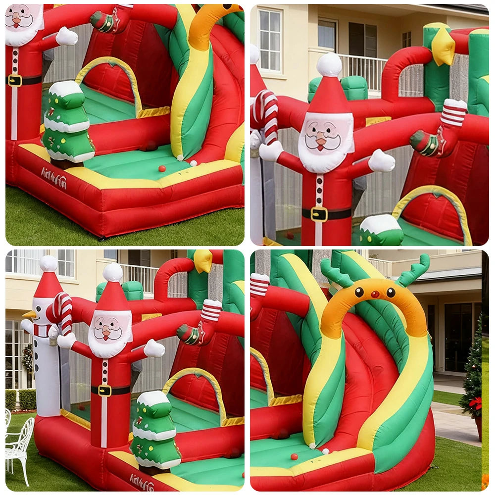 GAMEON Christmas Tree Theme PVC Inflatable Castle with Blower - Holiday Decorative Bounce Design