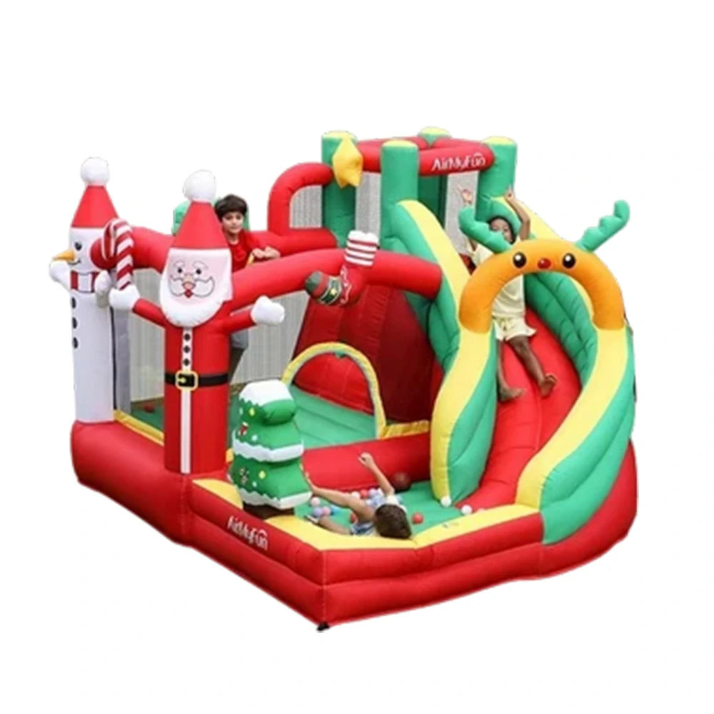 GAMEON Christmas Tree Theme PVC Inflatable Castle with Blower - Holiday Decorative Bounce Design