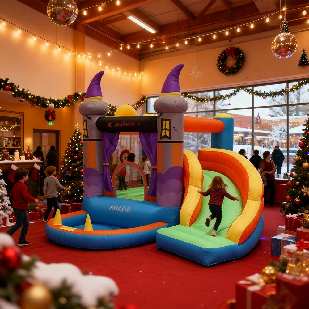 GAMEON Halloween Castle Theme PVC Inflatable Bounce House with Blower - Spooky Multi-Color Design