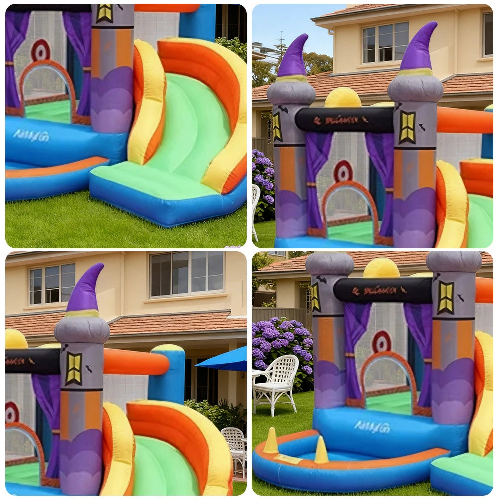 GAMEON Halloween Castle Theme PVC Inflatable Bounce House with Blower - Spooky Multi-Color Design