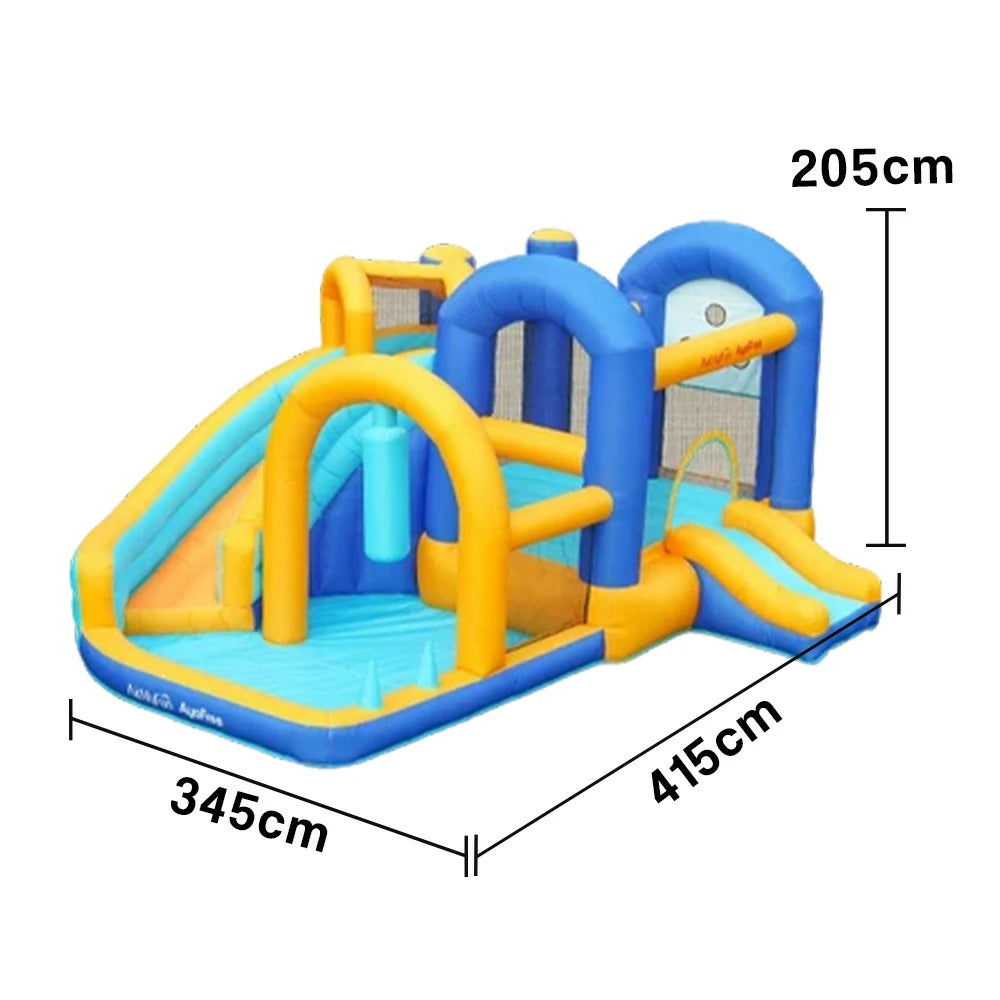 GAMEON Dual Slide PVC Inflatable Bounce Castle with Blower - Blue and Yellow Slide Combo Design