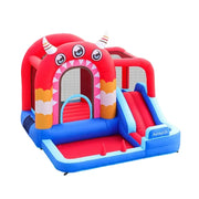 GAMEON Three-Eyed Monster PVC Inflatable Bounce Castle with Blower - Red and Blue Monster Theme Design