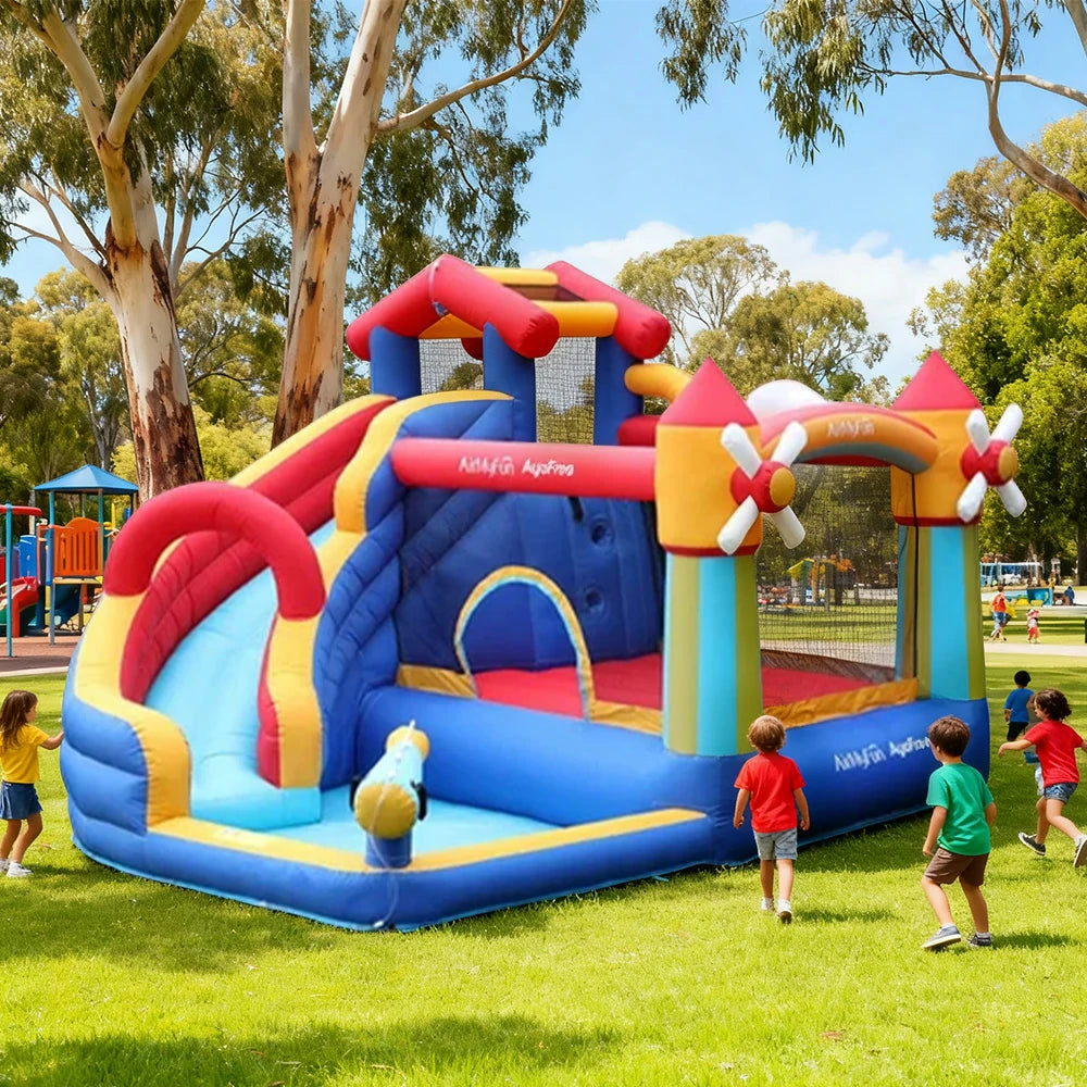 GAMEON Rainbow Windmill Water Play Inflatable Castle PVC Bounce House with Blower