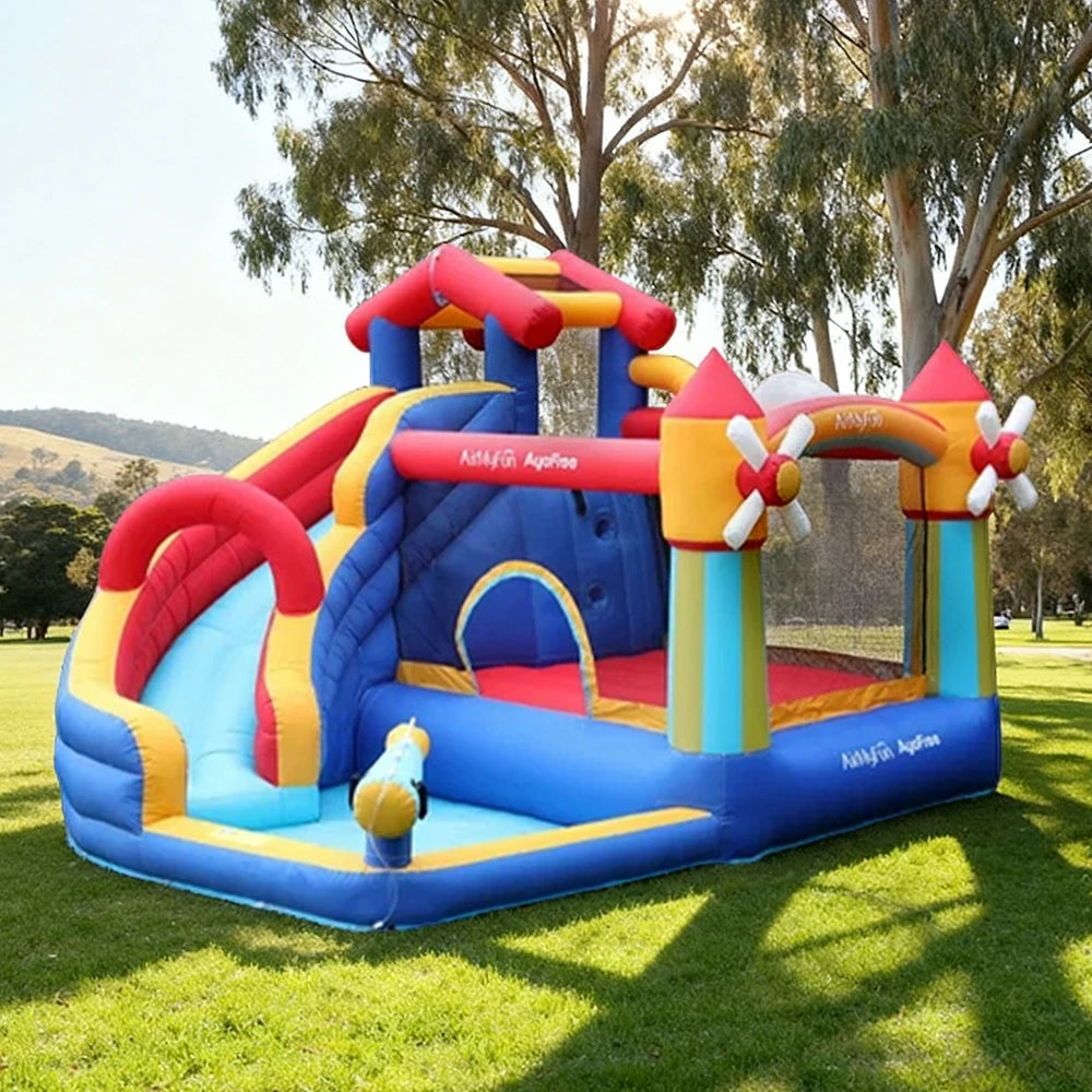 GAMEON Rainbow Windmill Water Play Inflatable Castle PVC Bounce House with Blower