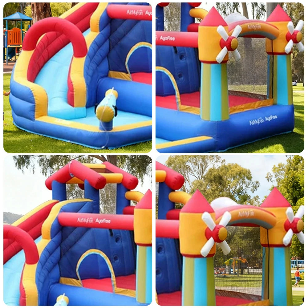 GAMEON Rainbow Windmill Water Play Inflatable Castle PVC Bounce House with Blower