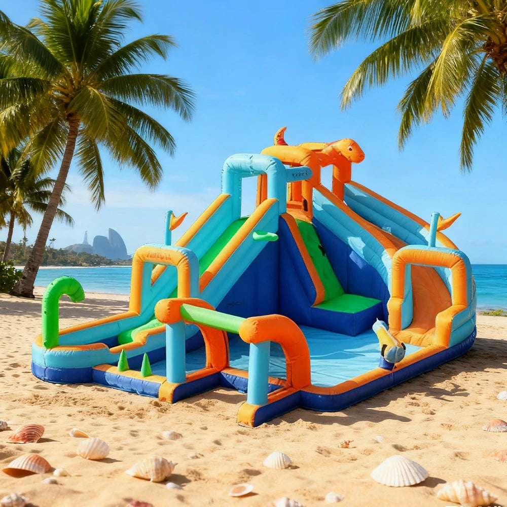 GAMEON Rainbow Windmill Water Play Inflatable Castle PVC Bounce House with Blower
