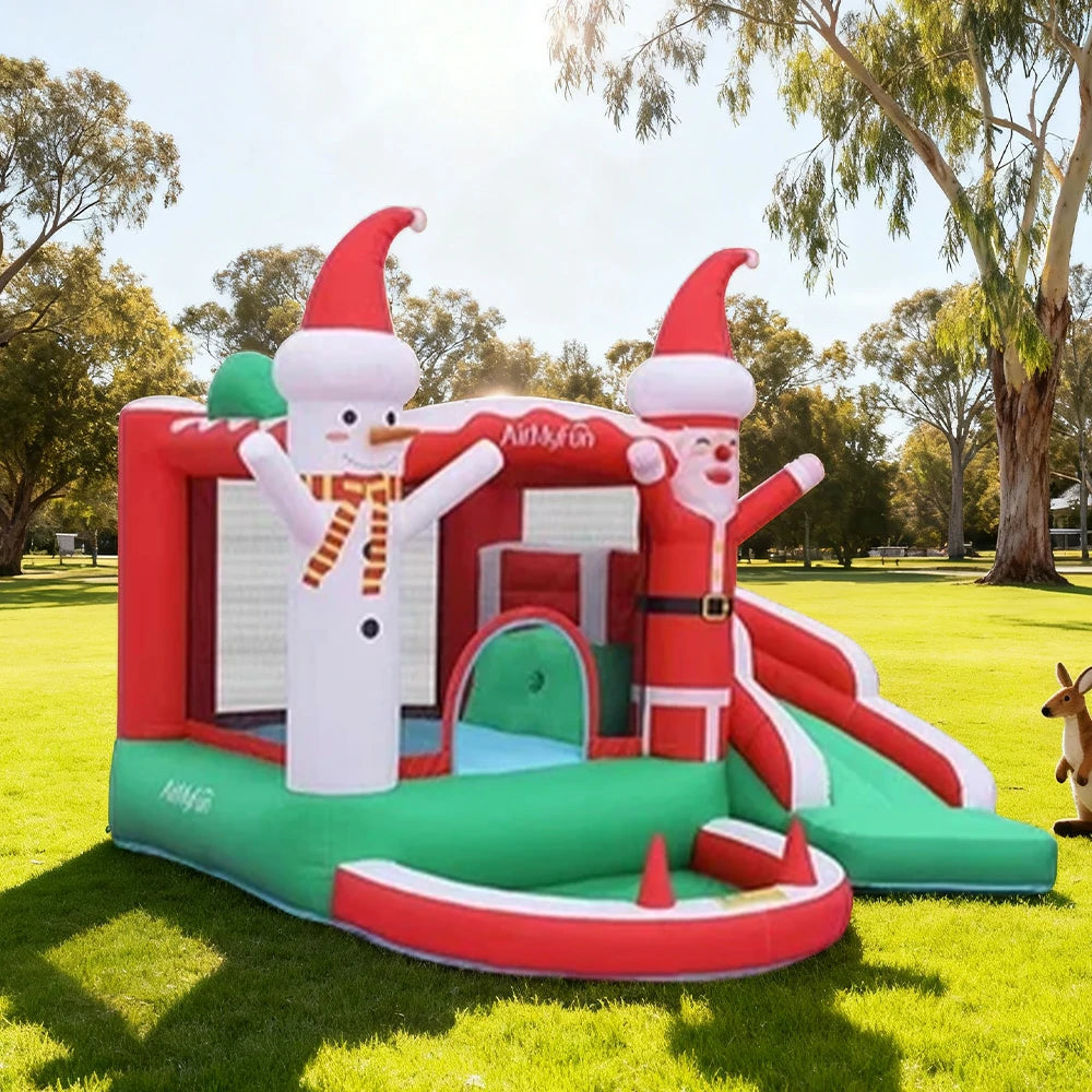 GAMEON Santa Claus Theme Inflatable Bounce Castle PVC Design with Blower - Christmas Style