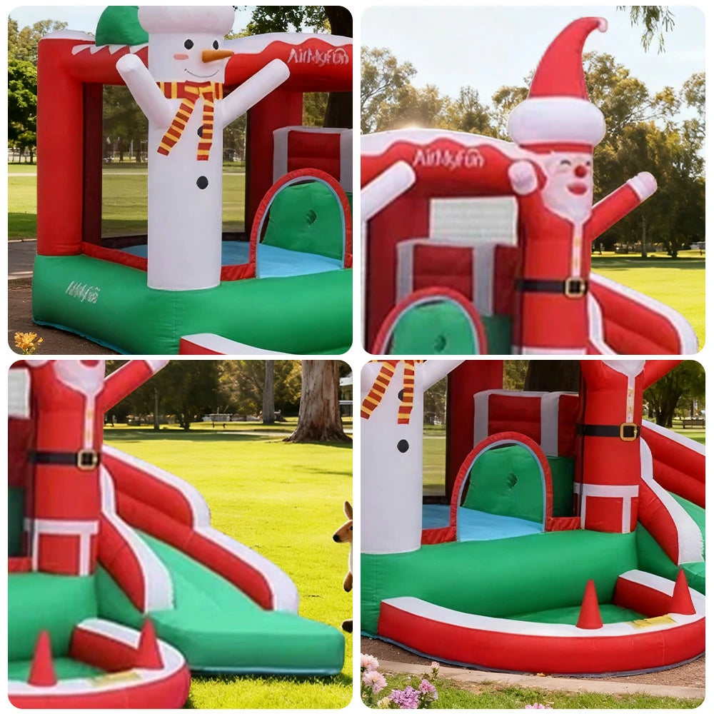 GAMEON Santa Claus Theme Inflatable Bounce Castle PVC Design with Blower - Christmas Style
