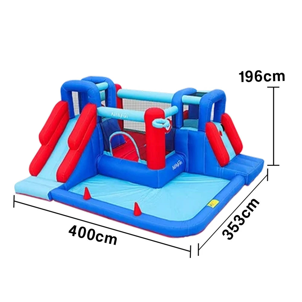 GAMEON Dual Climbing & Slide Inflatable Castle PVC Structure with Blower - Red & Blue Design